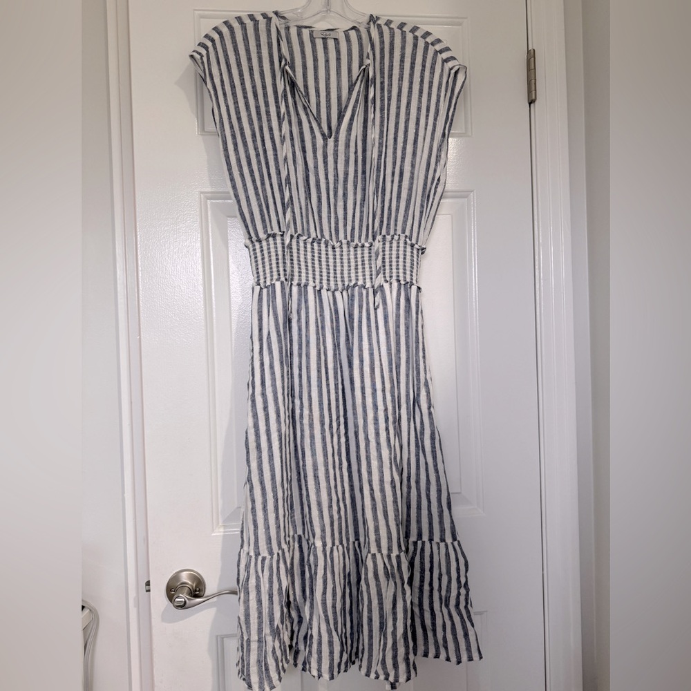 Rails Navy and White Striped Midi Dress